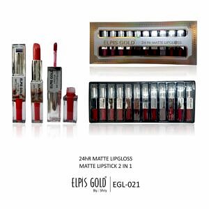 Elpish gold 2 in 1 matte lipstick 24H long lasting Pack of 12pc mix colour rh